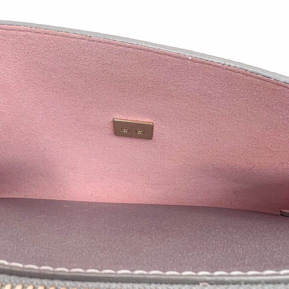 MCM Milla Silver Metallic Leather Crossbody Shoulder Bag Clutch - Picture 14 of 16